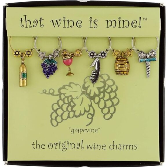 That Wine is Mine Wine Charms Grapevine 6-Piece Markers Charms Tags Glasses Wine - Picture 4 of 5